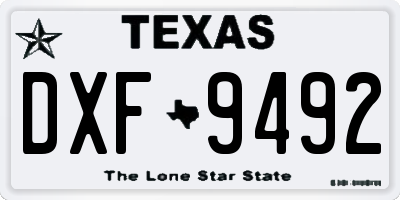 TX license plate DXF9492
