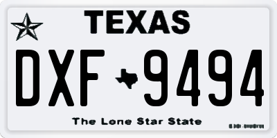 TX license plate DXF9494