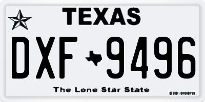 TX license plate DXF9496
