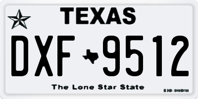 TX license plate DXF9512