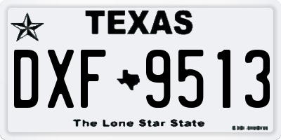 TX license plate DXF9513