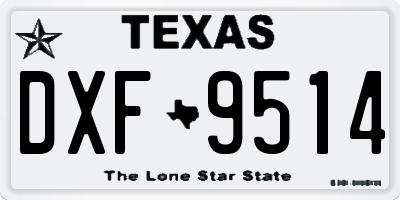 TX license plate DXF9514
