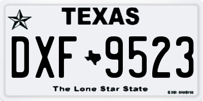 TX license plate DXF9523