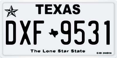 TX license plate DXF9531