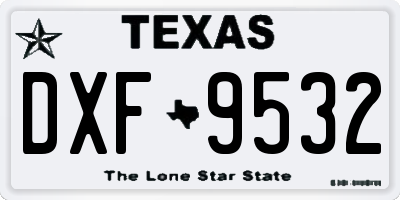 TX license plate DXF9532