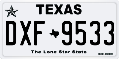 TX license plate DXF9533