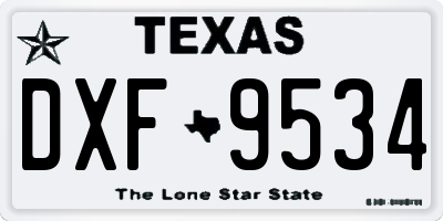 TX license plate DXF9534