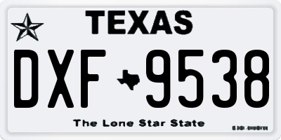 TX license plate DXF9538