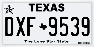 TX license plate DXF9539