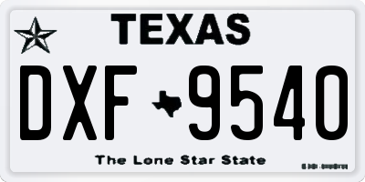 TX license plate DXF9540