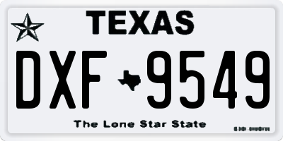 TX license plate DXF9549
