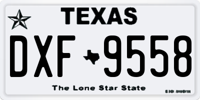 TX license plate DXF9558