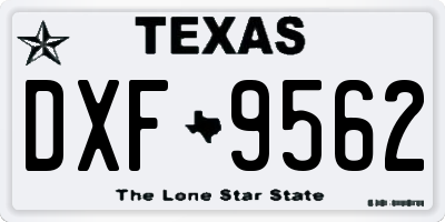 TX license plate DXF9562