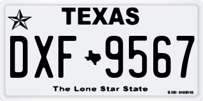 TX license plate DXF9567