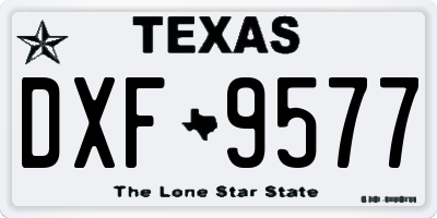 TX license plate DXF9577