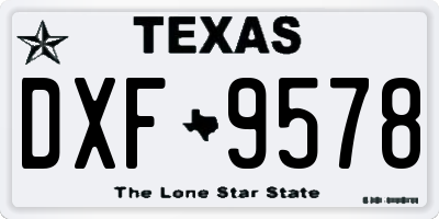 TX license plate DXF9578
