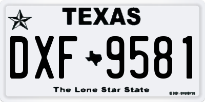 TX license plate DXF9581