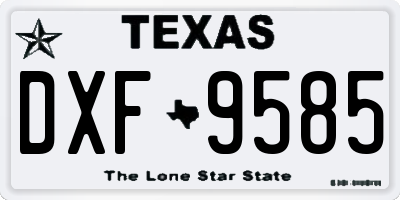 TX license plate DXF9585