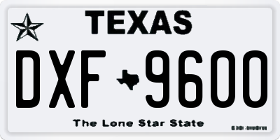 TX license plate DXF9600