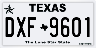 TX license plate DXF9601
