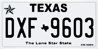 TX license plate DXF9603