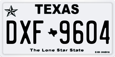 TX license plate DXF9604