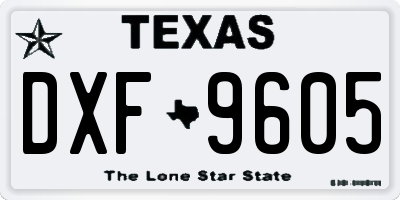 TX license plate DXF9605