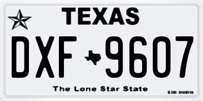 TX license plate DXF9607
