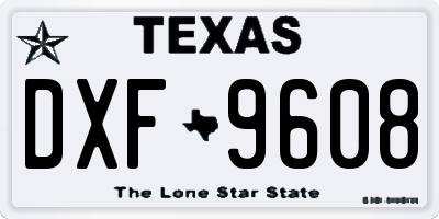 TX license plate DXF9608
