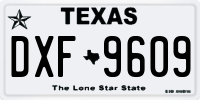 TX license plate DXF9609