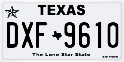 TX license plate DXF9610
