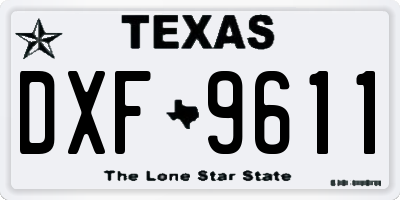 TX license plate DXF9611