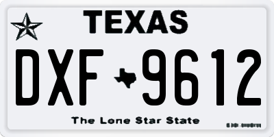 TX license plate DXF9612
