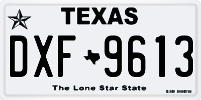 TX license plate DXF9613