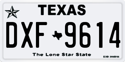 TX license plate DXF9614
