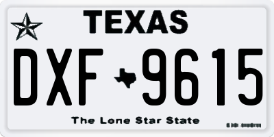 TX license plate DXF9615