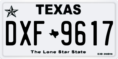 TX license plate DXF9617