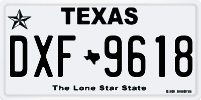 TX license plate DXF9618
