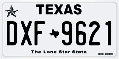 TX license plate DXF9621