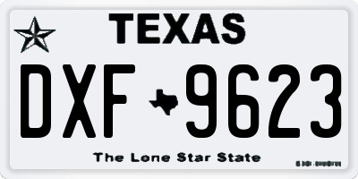 TX license plate DXF9623