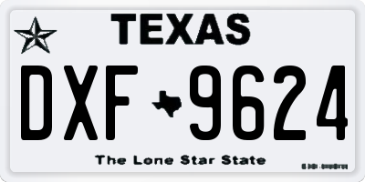 TX license plate DXF9624
