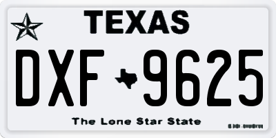 TX license plate DXF9625