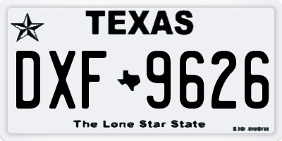 TX license plate DXF9626