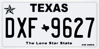 TX license plate DXF9627