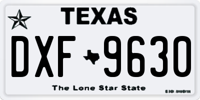 TX license plate DXF9630