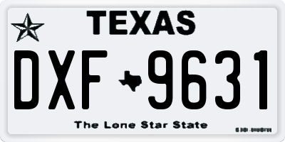 TX license plate DXF9631