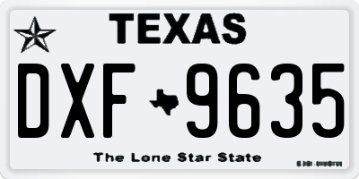 TX license plate DXF9635