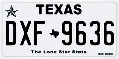 TX license plate DXF9636