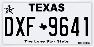 TX license plate DXF9641