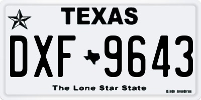 TX license plate DXF9643